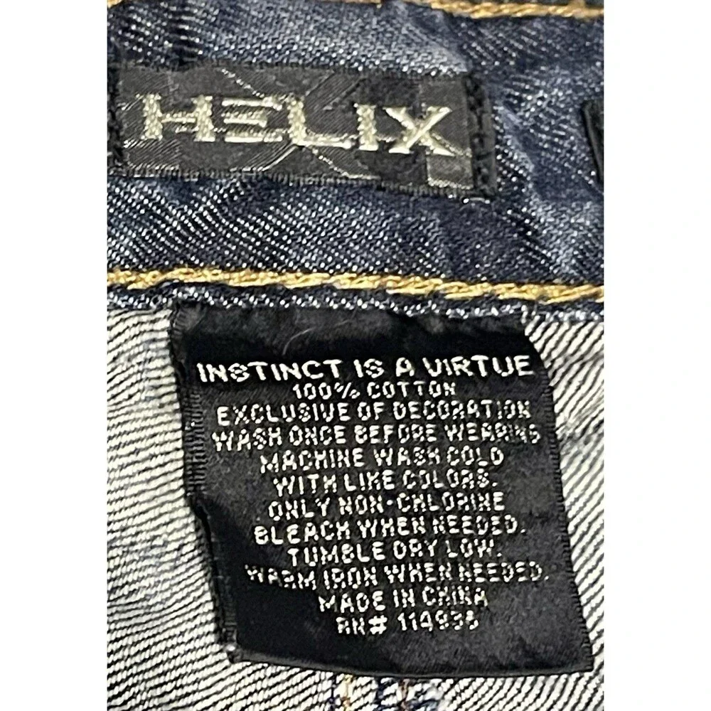 Helix 34 X 32 Men's Custom Graphic Denim Jeans - Peace & Leaf Bleach Wash